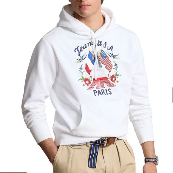 Polo By Ralph Lauren Unisex WhtTeam USA 24 Olympics Villagewear Eiffel Tower NWT - Picture 1 of 4